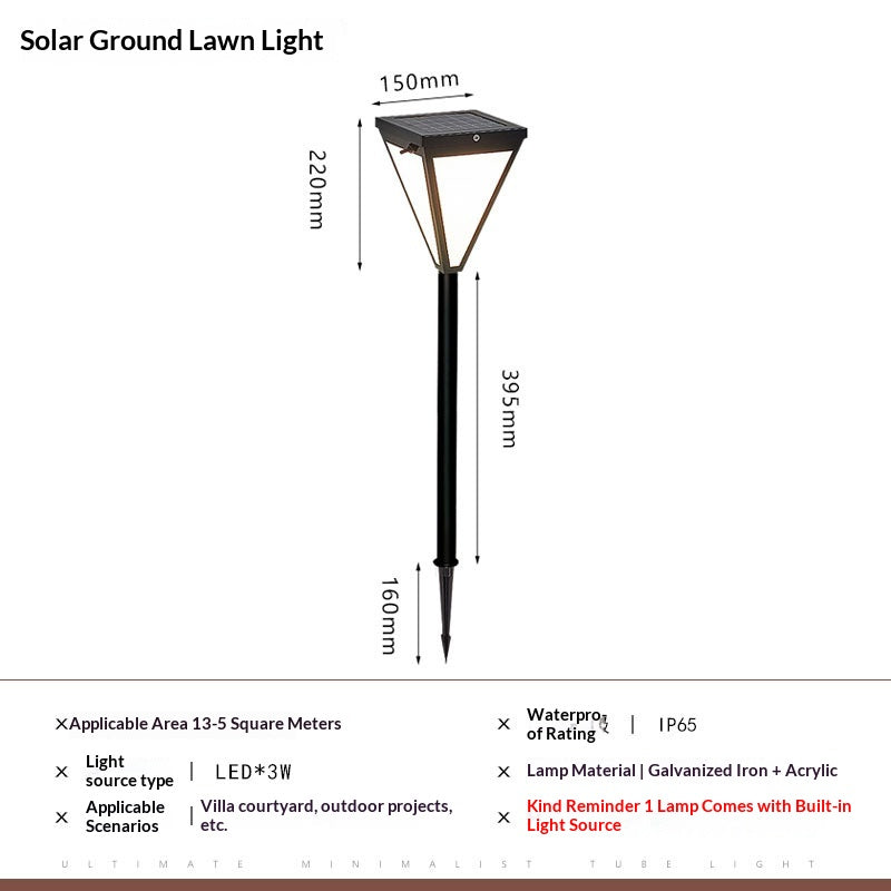 Solar-powered Waterproof Villa Courtyard Minimalist Garden Landscape Ground-inserted Park Outdoor Lawn Light