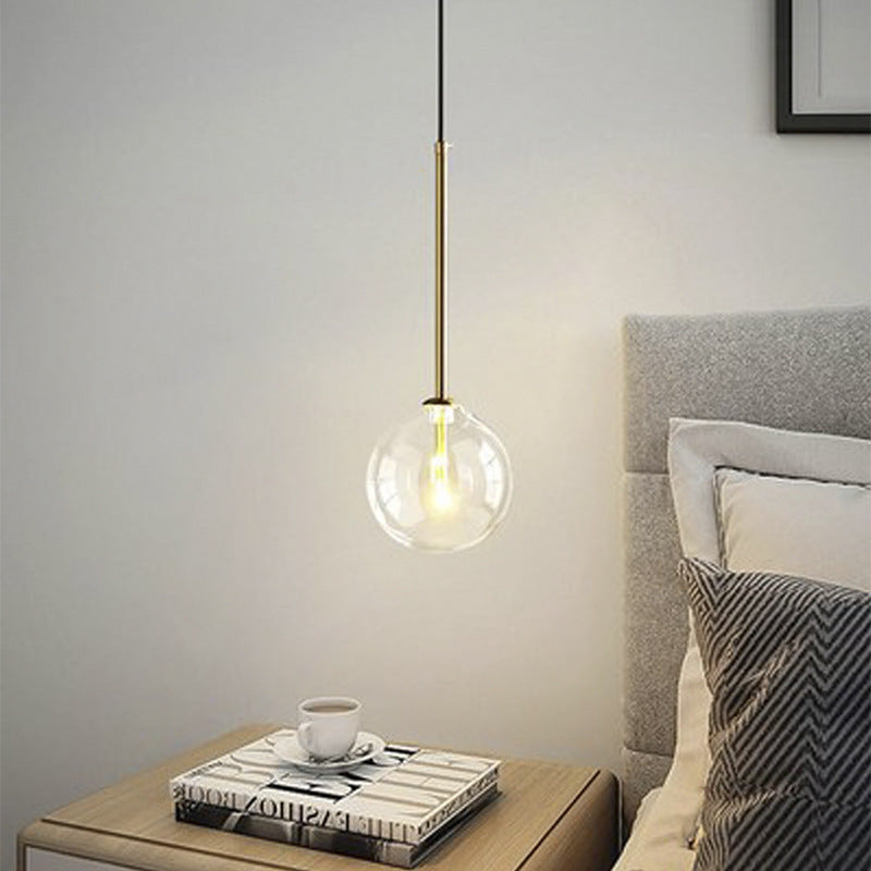 Nordic-style Singlehead Transparent Round shaped Pendant Light Modern Minimalist Glass ball Chandelier