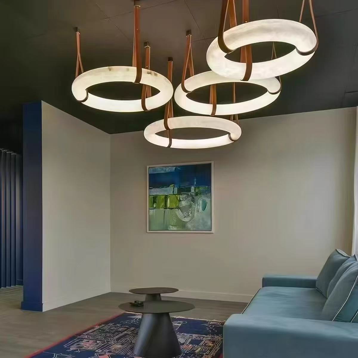 Modern Minimalist Cloud Marble Style Round Pendant Light For The Living Room