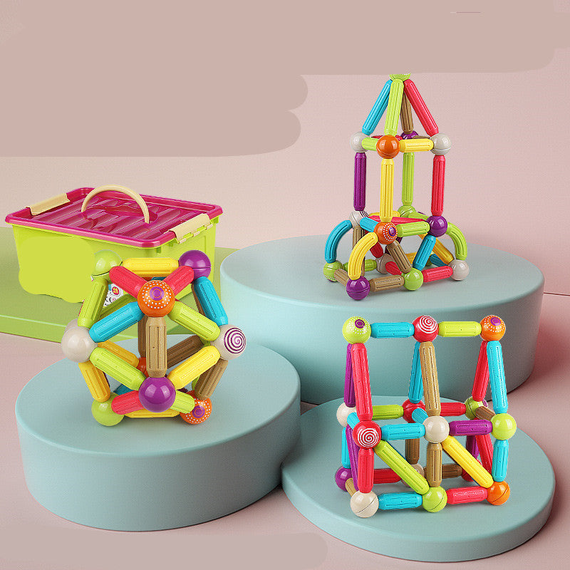 Magnetic Stick Large-Particle Building Blocks