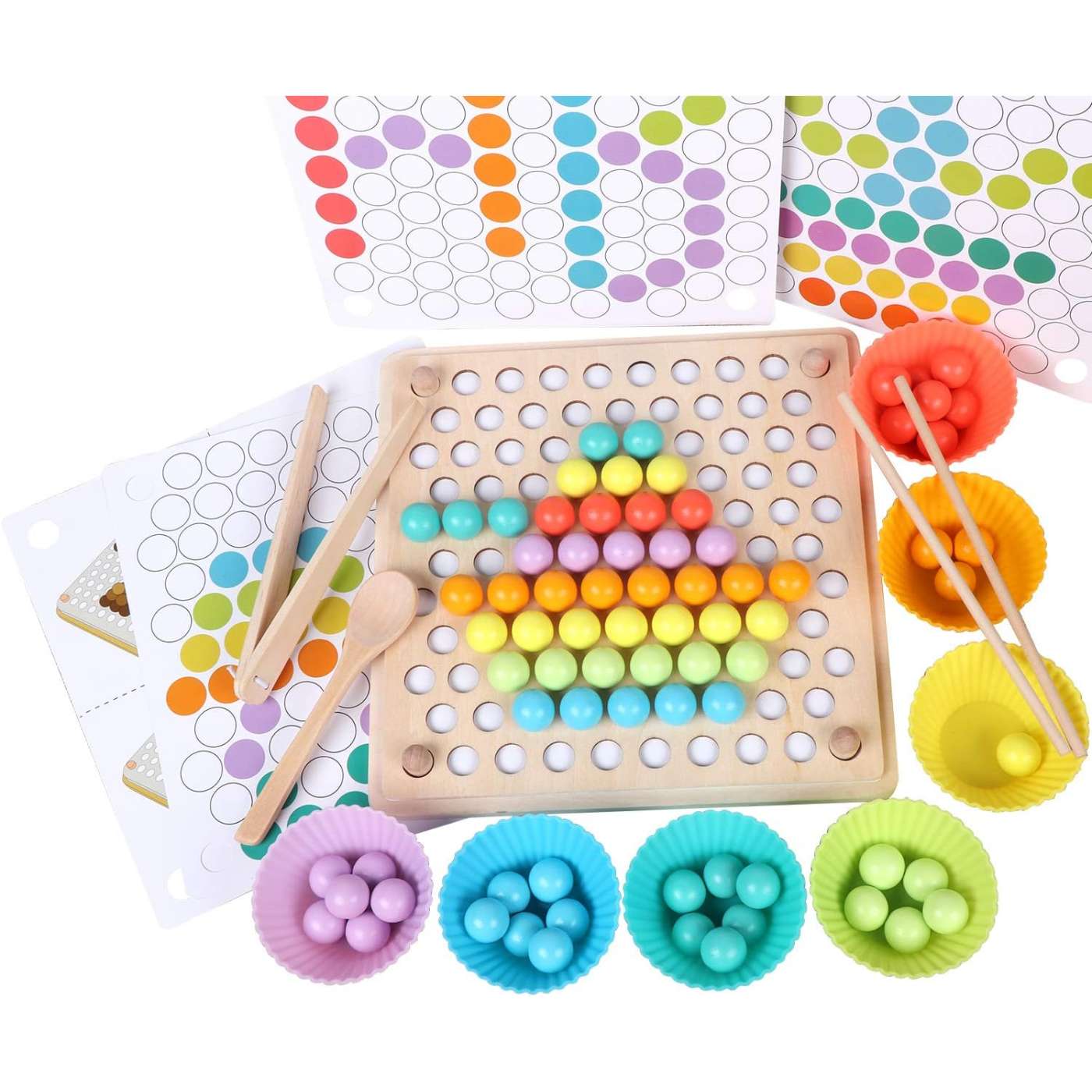Wooden Peg Board Beads Game, Montessori Learning