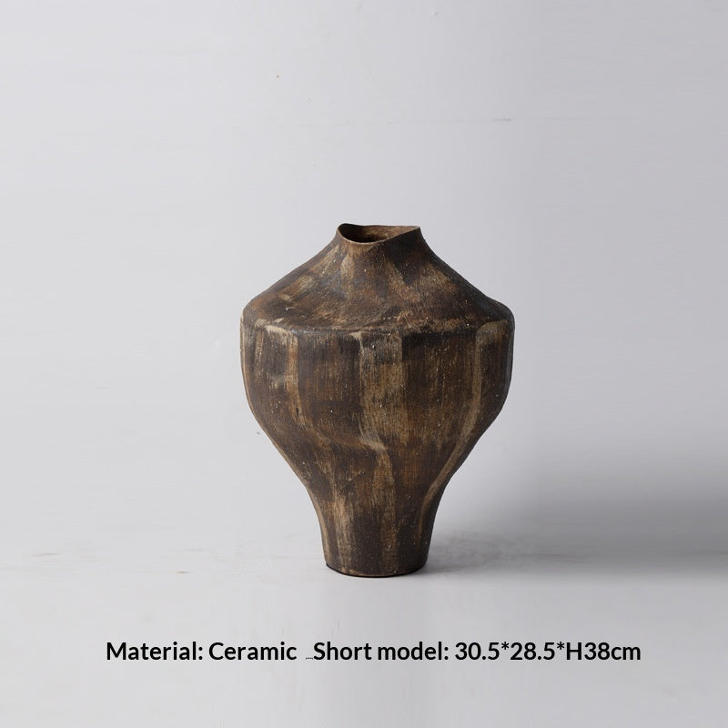 Mid-century Wabi-Sabi Style Ceramic Vase Art Decor Piece