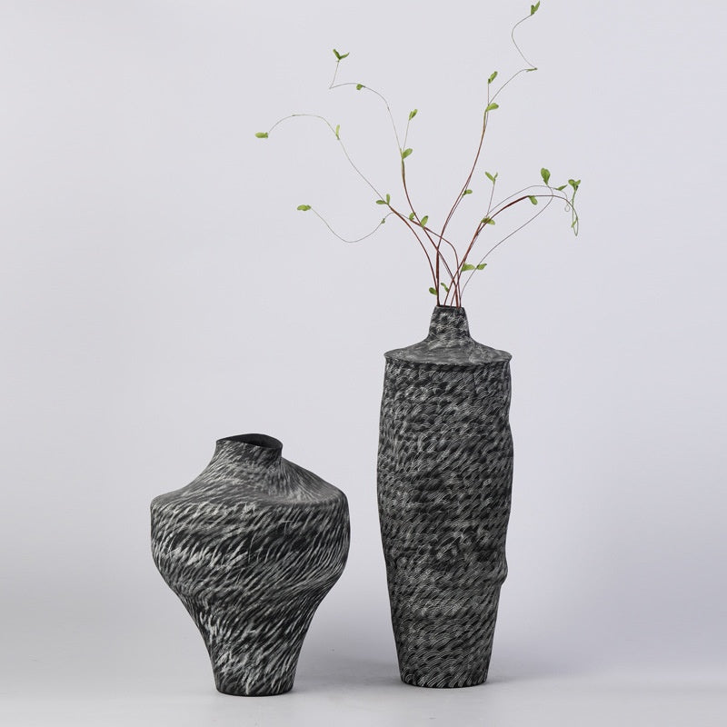 Mid-century Wabi-Sabi Style Ceramic Vase Art Decor Piece
