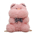 Winter Check Plush Bunny Bear Pillow Bag