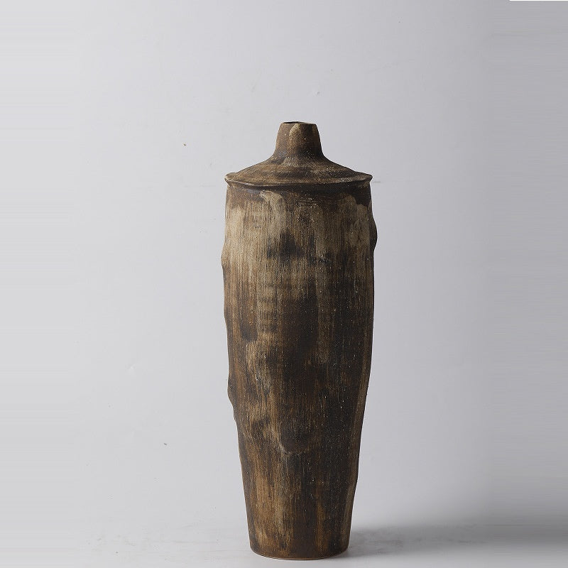 Mid-century Wabi-Sabi Style Ceramic Vase Art Decor Piece