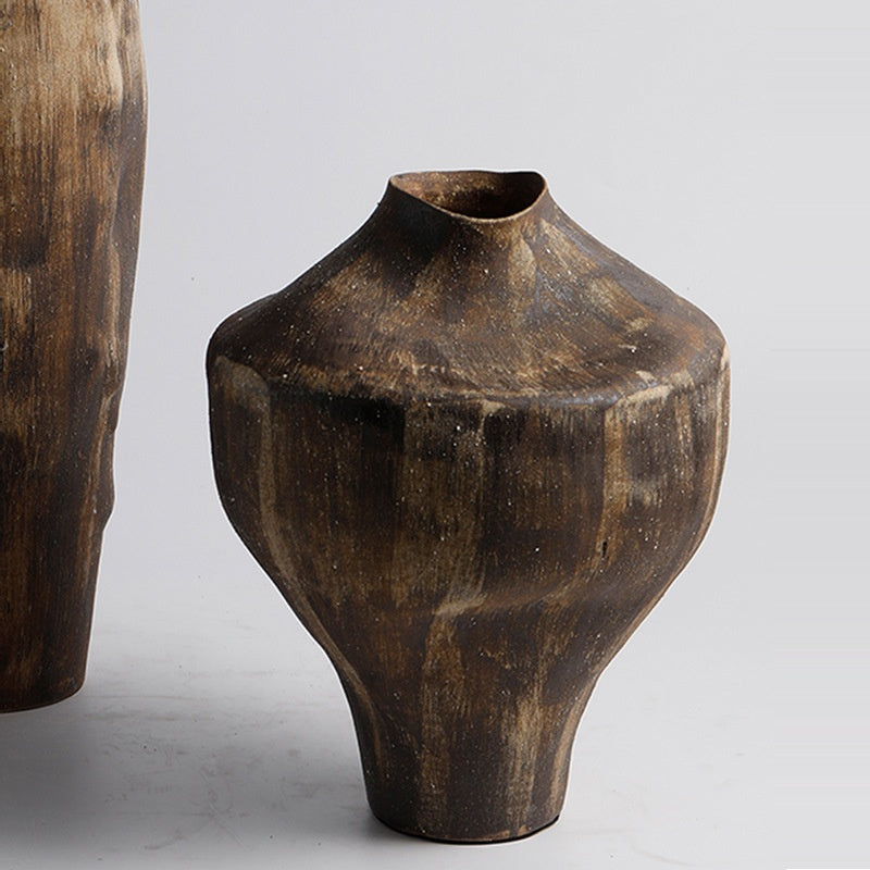 Mid-century Wabi-Sabi Style Ceramic Vase Art Decor Piece