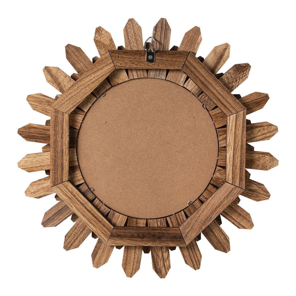 Wall Mirror Decorative, 12-inch Rustic Wood Boho Sunburst Mirror