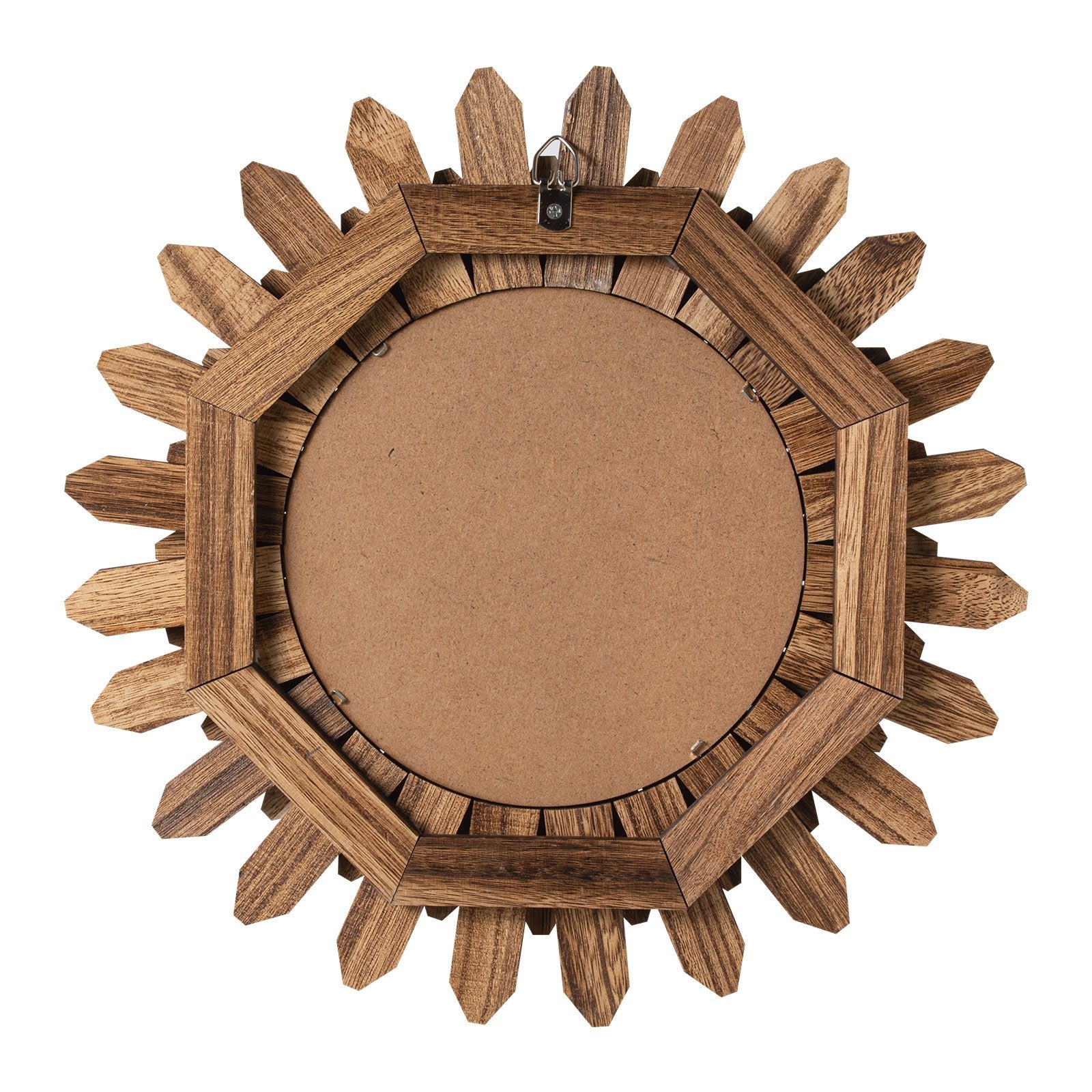 Wall Mirror Decorative, 12-inch Rustic Wood Boho Sunburst Mirror
