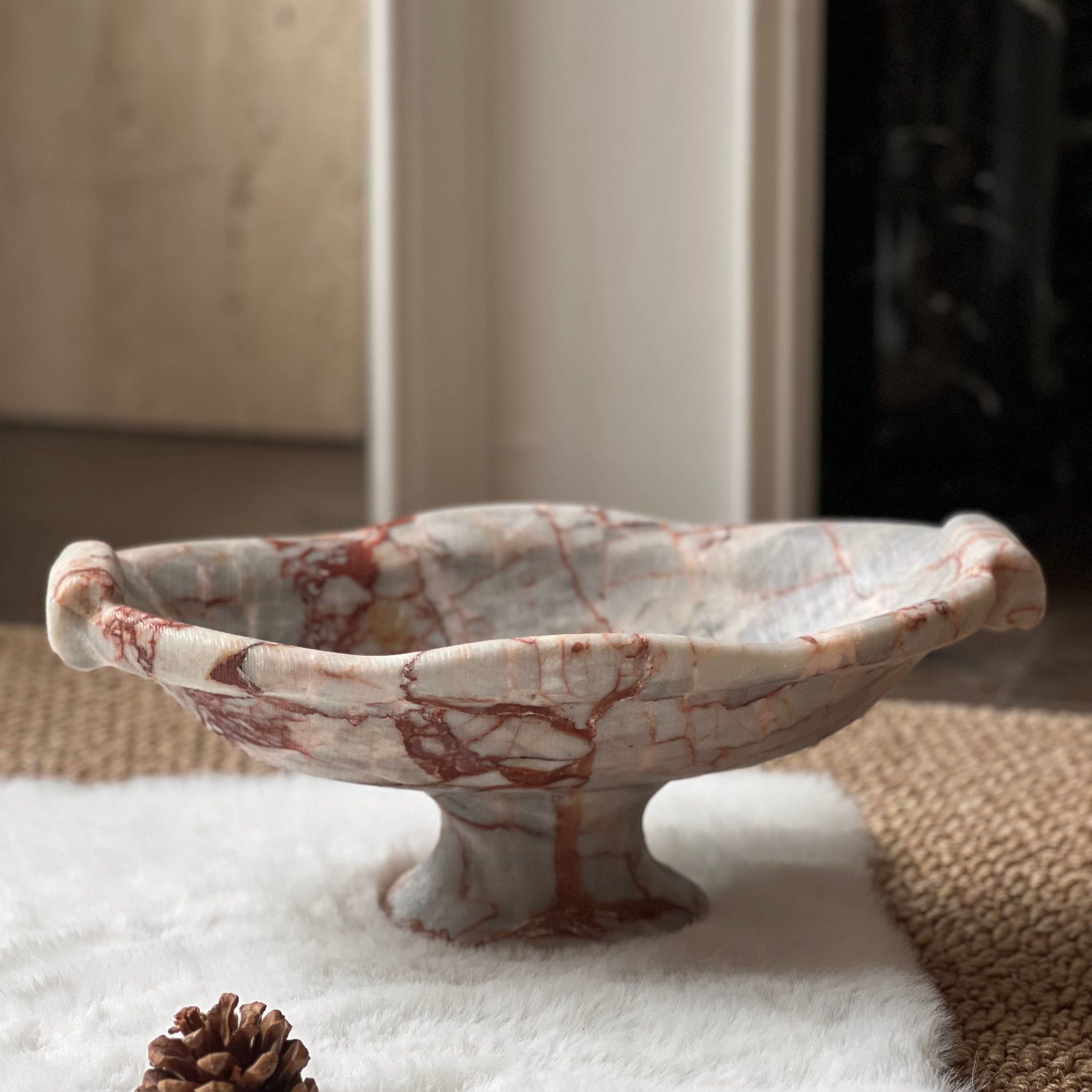 Modern Minimalist Geometric Marble And Travertine Tray