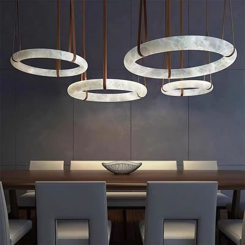 Modern Minimalist Cloud Marble Style Round Pendant Light For The Living Room
