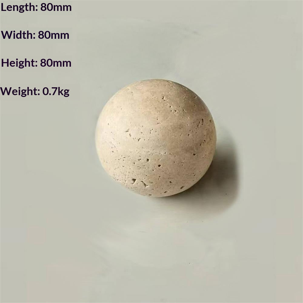 Natural Marble Yellow Travertine Geometric Round Stone Ornament