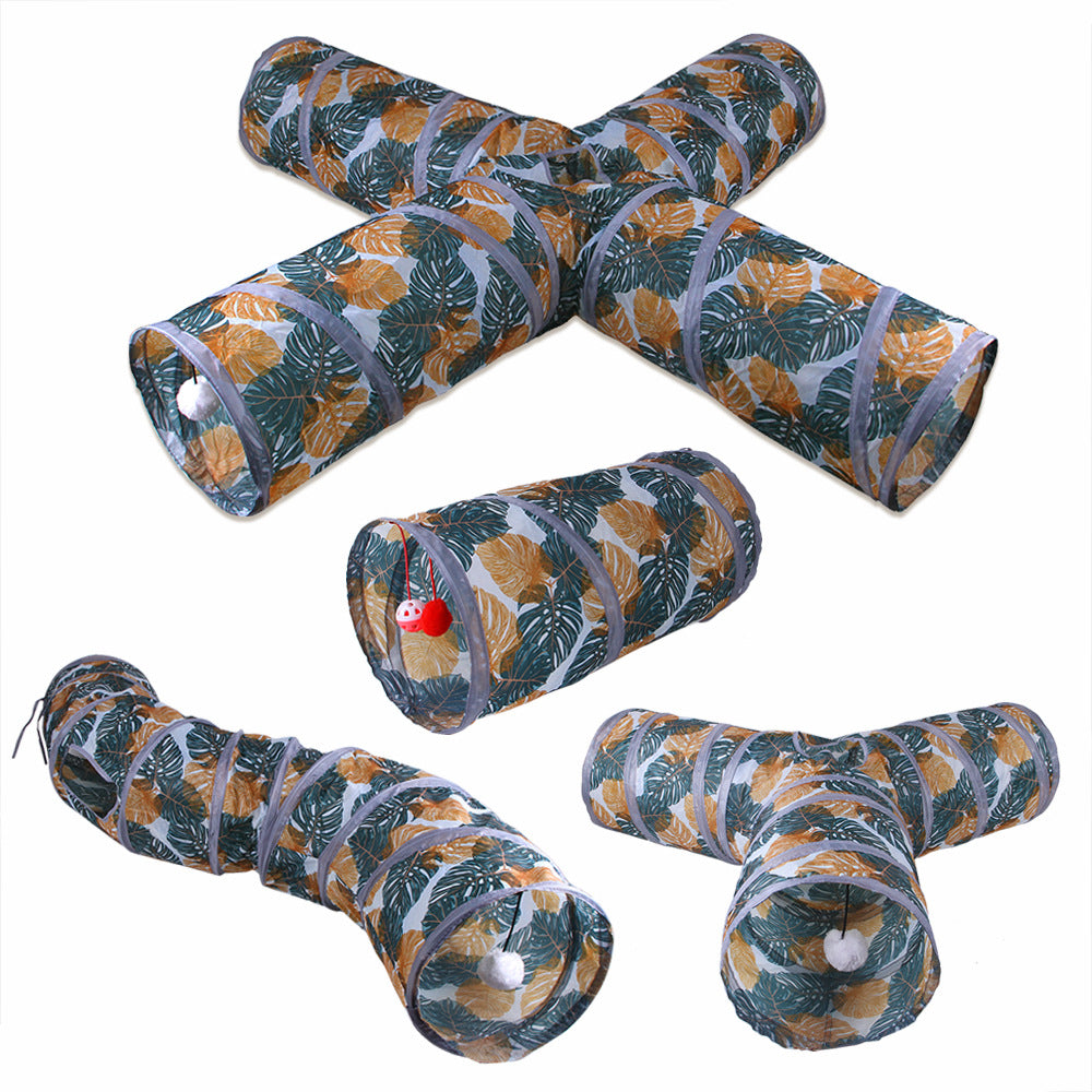 Foldable Printed Cat Tunnel Toy