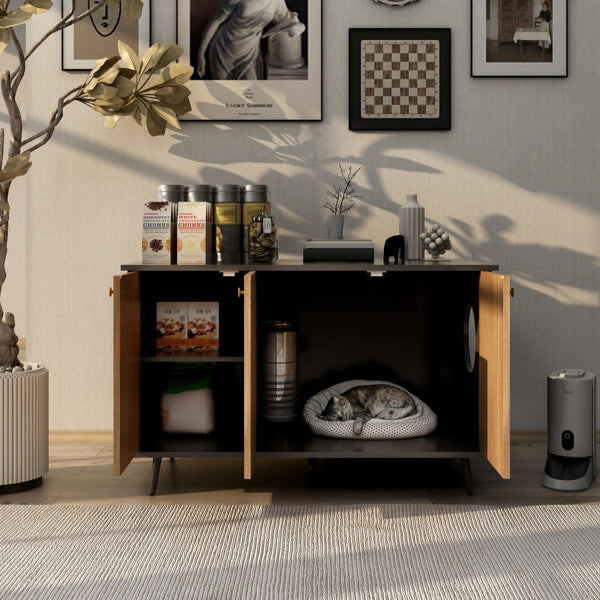 Litter Box Enclosure, Cat Litter Box Furniture With Hidden Plug
