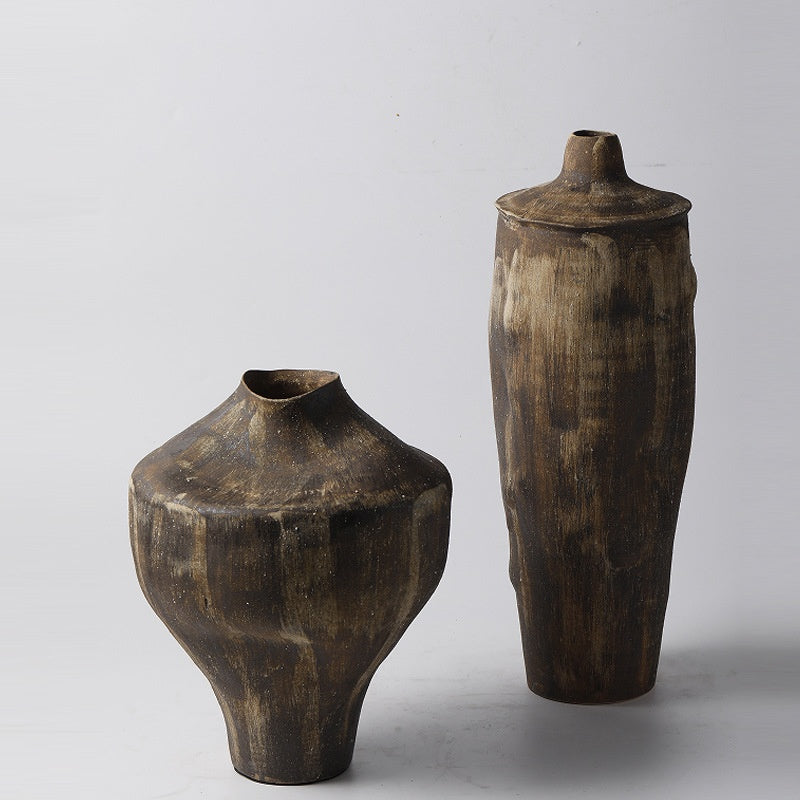 Mid-century Wabi-Sabi Style Ceramic Vase Art Decor Piece
