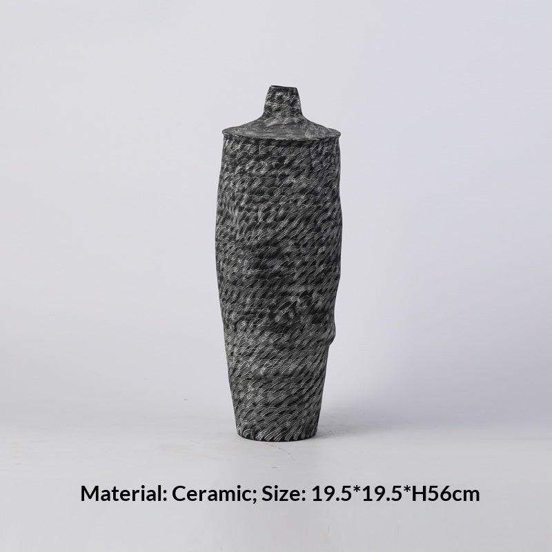 Mid-century Wabi-Sabi Style Ceramic Vase Art Decor Piece