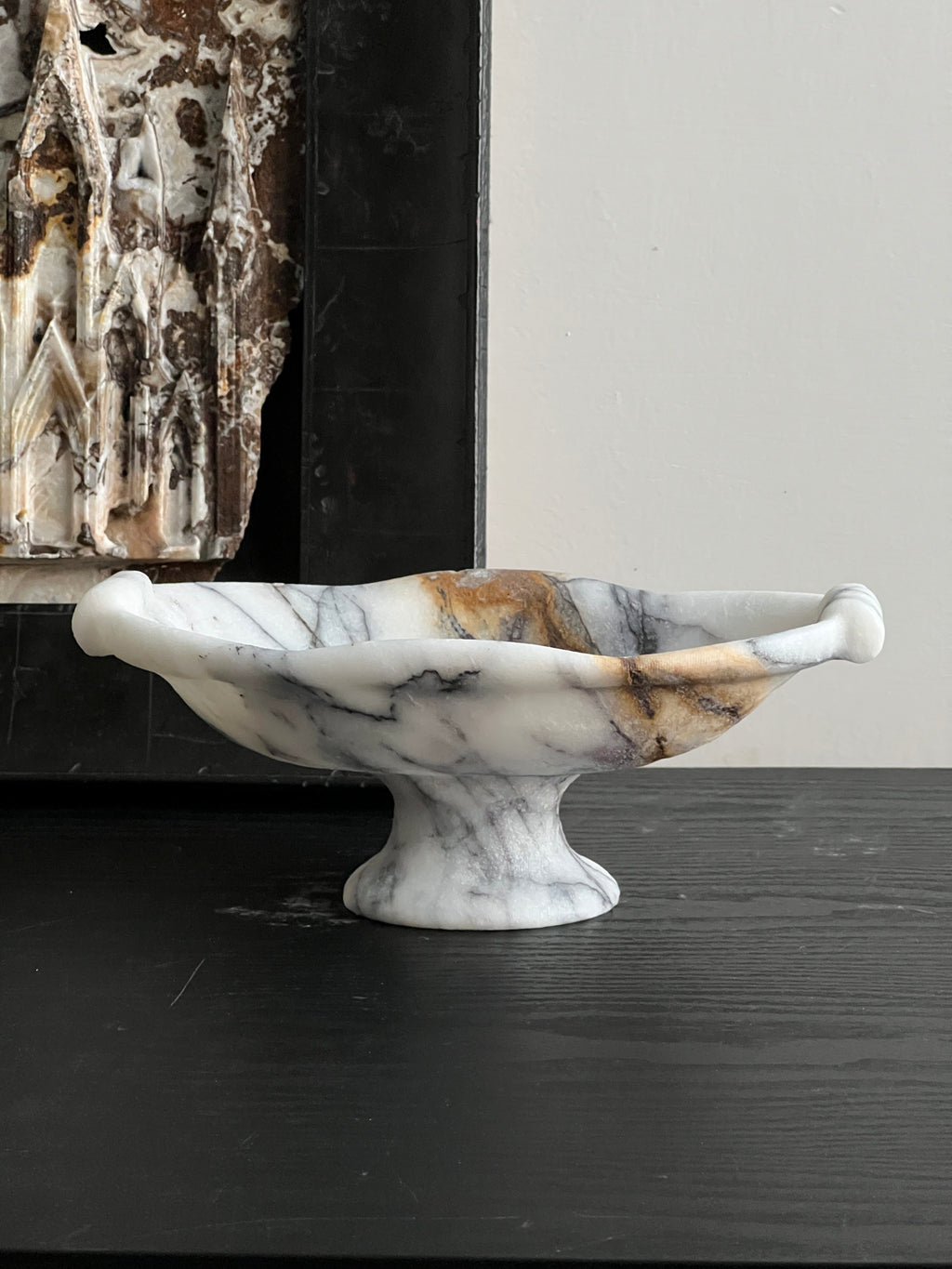 Modern Minimalist Geometric Marble And Travertine Tray