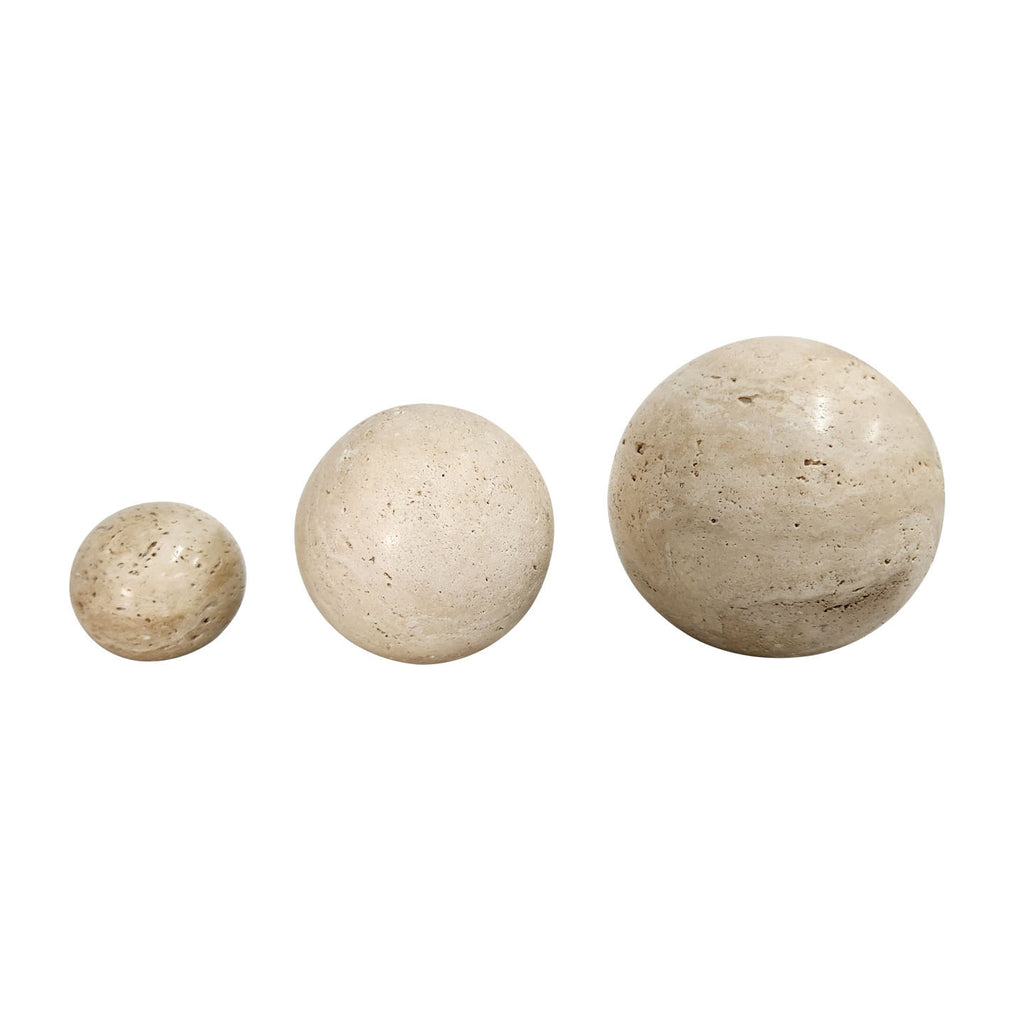 Natural Marble Yellow Travertine Geometric Round Stone Ornament