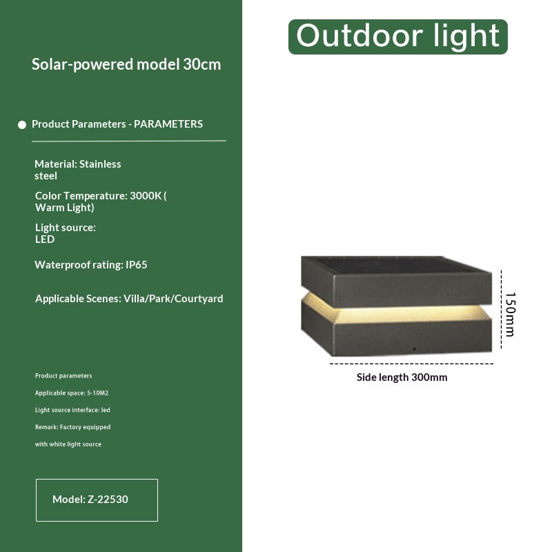 Outdoor Courtyard Waterproof Solar Minimalist Post Light
