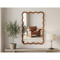 Yellowish Brown 20x30 Wavy Rectangle Solid Wood Frame Mirror