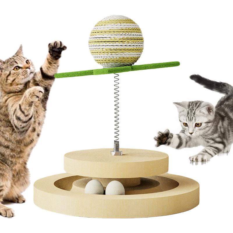 Cat Toy Springs Natural Sisal Scratching Pad Kitten Interactive