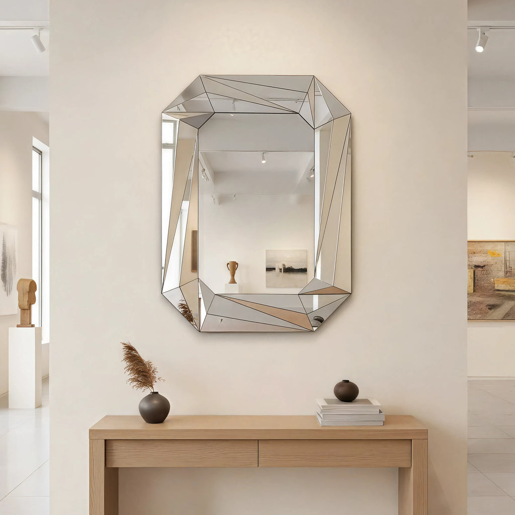 Diamond Shaped Large Wall Mirror For Decor Elegant Living Room