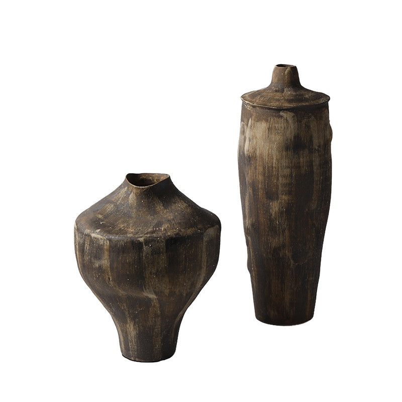 Mid-century Wabi-Sabi Style Ceramic Vase Art Decor Piece