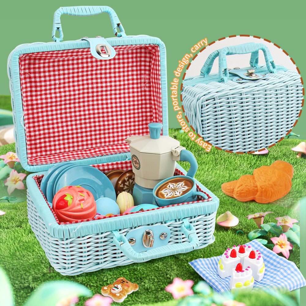 Kids Pretend Play Outdoor Picnic Basket Set