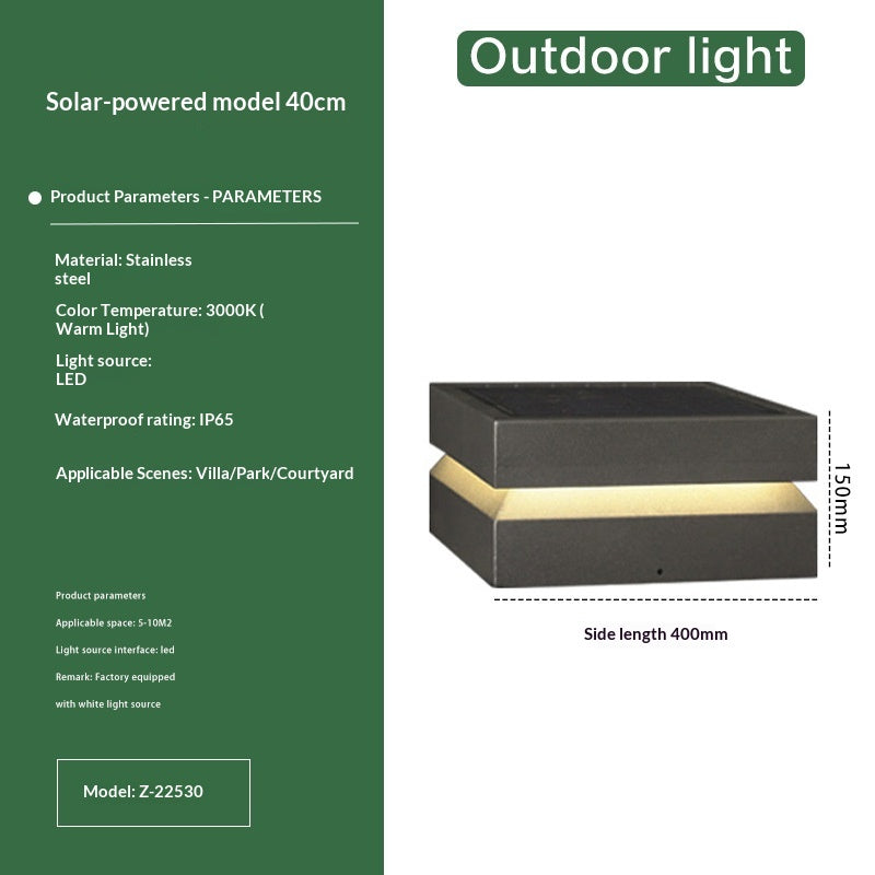Outdoor Courtyard Waterproof Solar Minimalist Post Light