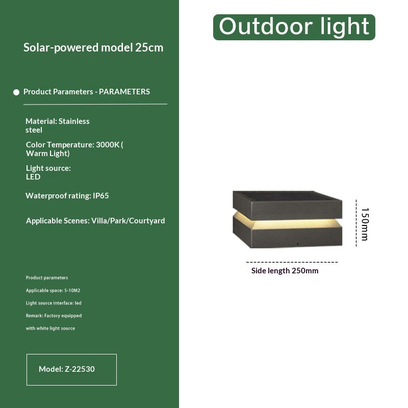 Outdoor Courtyard Waterproof Solar Minimalist Post Light