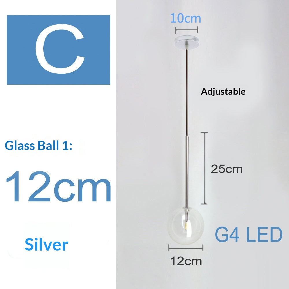 Nordic-style Singlehead Transparent Round shaped Pendant Light Modern Minimalist Glass ball Chandelier