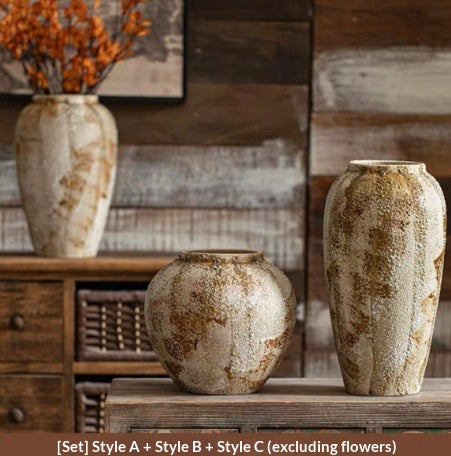 New Chinese Wabi-Sabi Style Ceramic Vase Decor