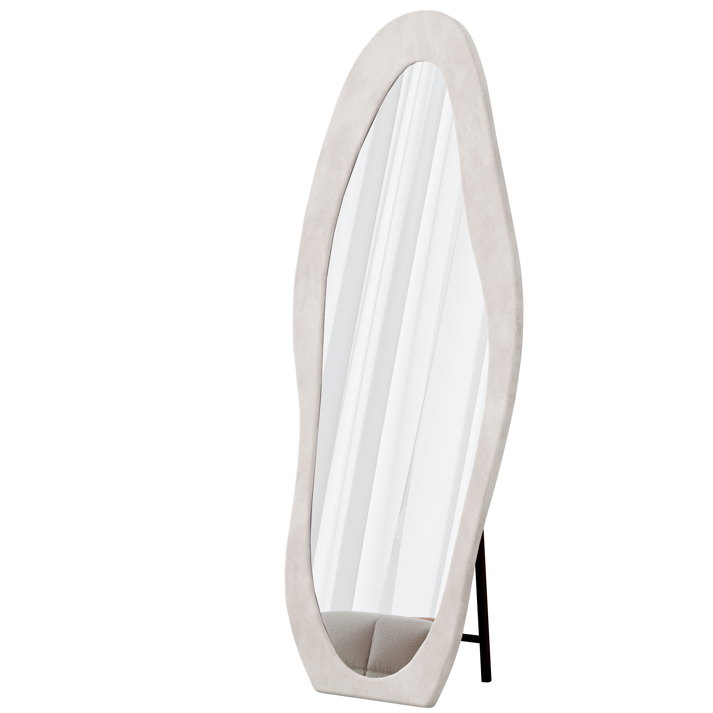 Full Length Mirror, 63x24 Wavy Floor Mirror - White