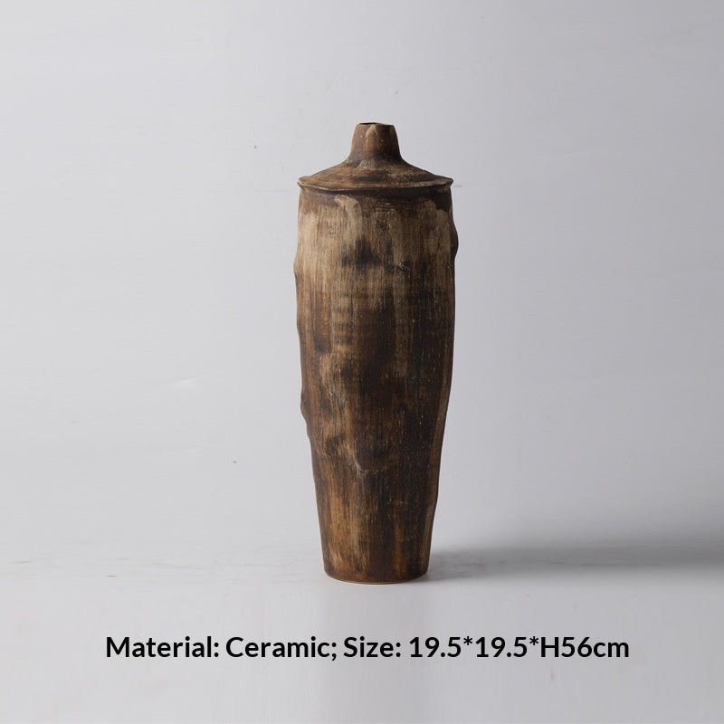 Mid-century Wabi-Sabi Style Ceramic Vase Art Decor Piece