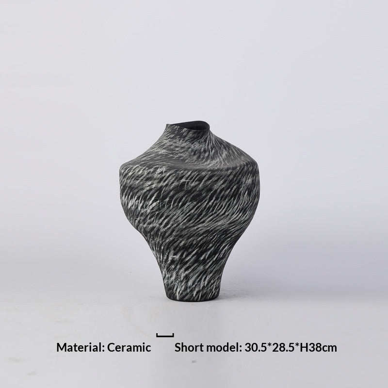 Mid-century Wabi-Sabi Style Ceramic Vase Art Decor Piece