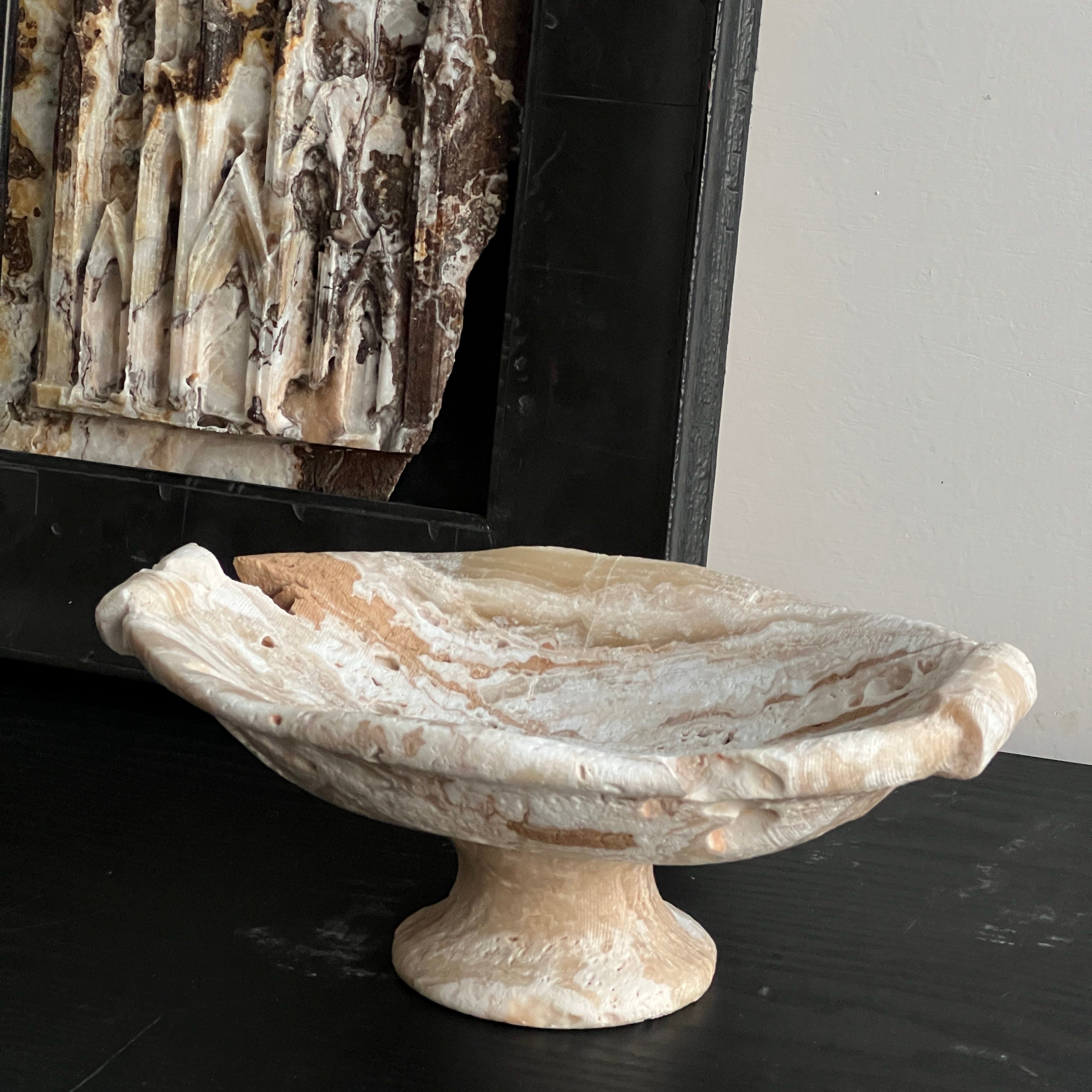 Modern Minimalist Geometric Marble And Travertine Tray