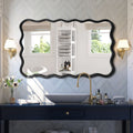 Solid Wood Wavy Rectangle Mirror - Black 40x28