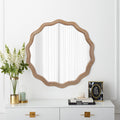 23.62 Inch Wood Round Wavy Scalloped Wall Mirror
