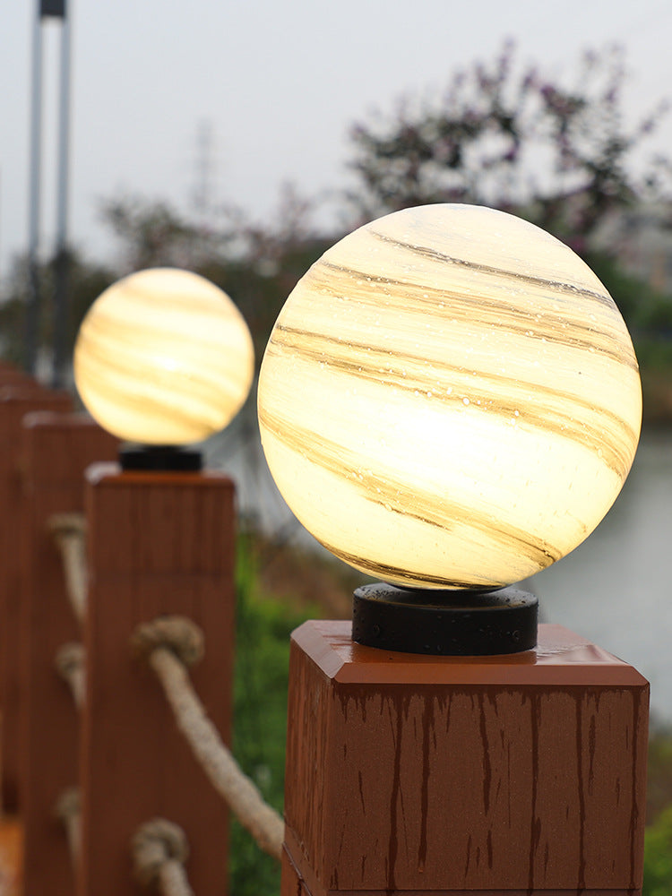 Outdoor Waterproof Courtyard Round Planet Light Post Light
