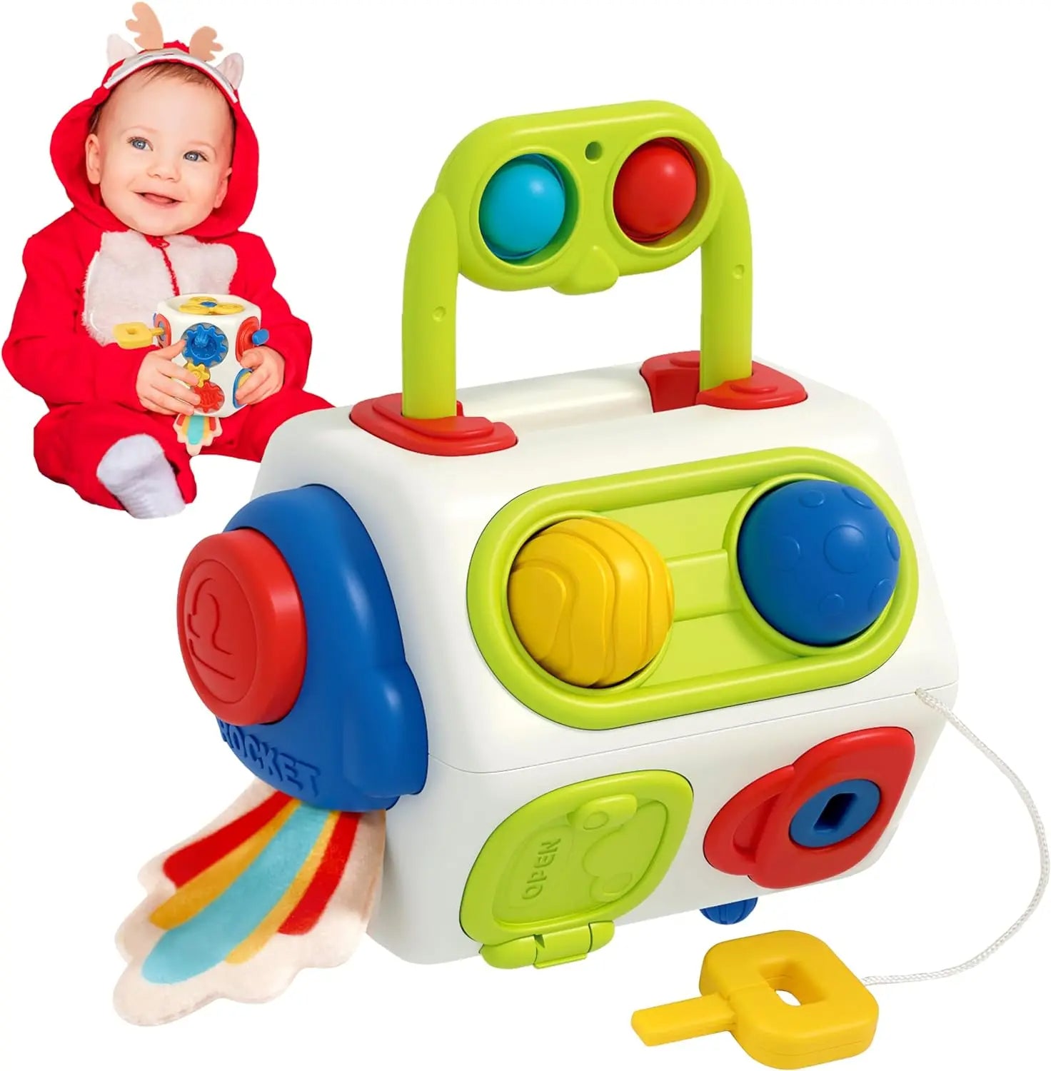 9-in-1 Busy Cube, Montessori Sensory Toy